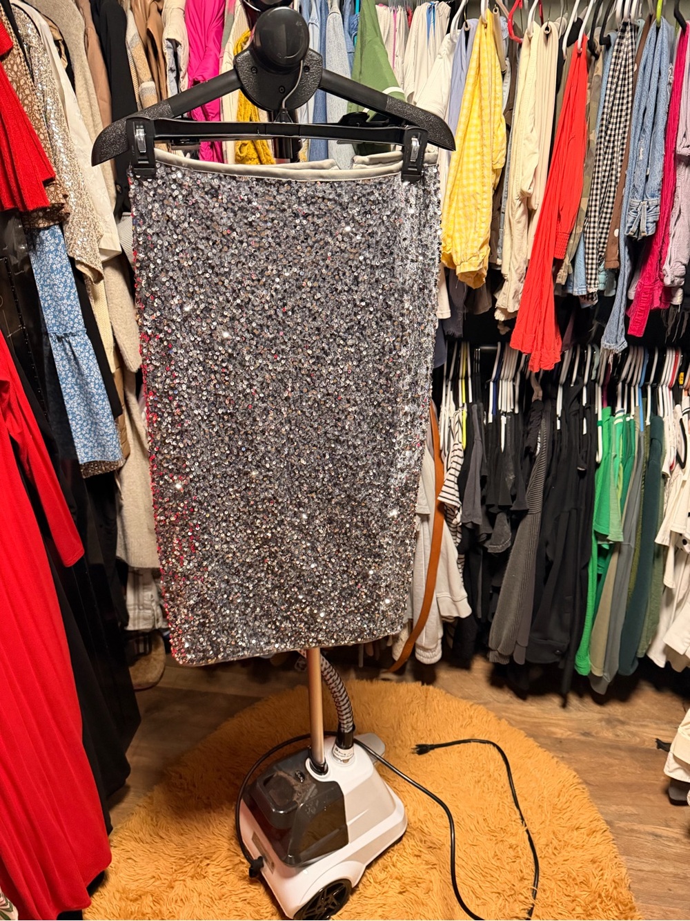 Silver Sequin Pencil Skirt - Women's Sparkle Party Skirt